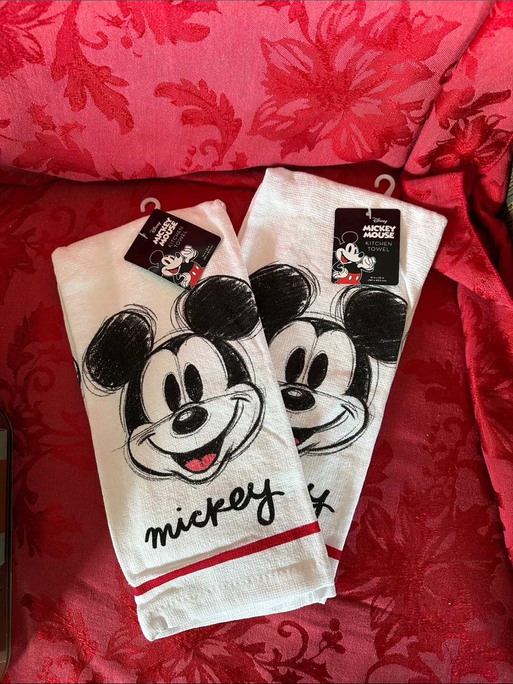 2 Mickey Mouse kitchen towels 100% cotton